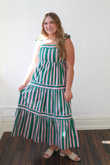 Multi Color Striped Tiered Maxi Dress