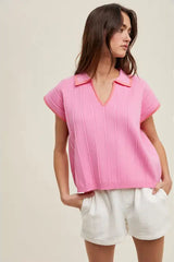 Preppy Collared Sweater Top