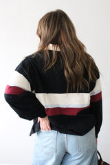 Striped Jersey Collar Pullover
