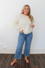 Multi Color Contrast Detail Knit Top