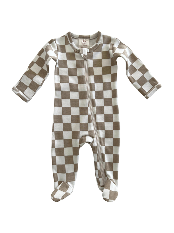Tiramisu Checkerboard Zip Footie