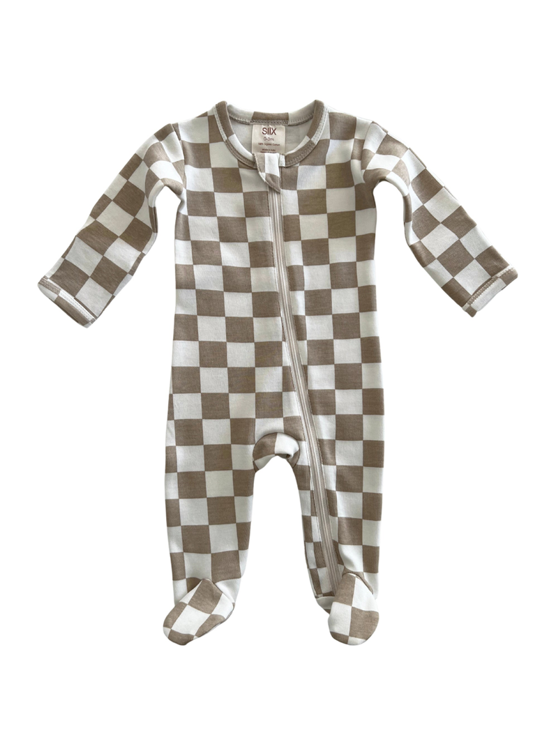 Tiramisu Checkerboard Zip Footie