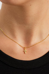 18K Gold Dainty Diamond Cross Pendant Necklace