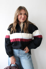 Striped Jersey Collar Pullover