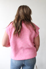 Fuzzy Button Front Sweater Vest
