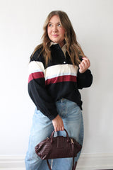 Striped Jersey Collar Pullover