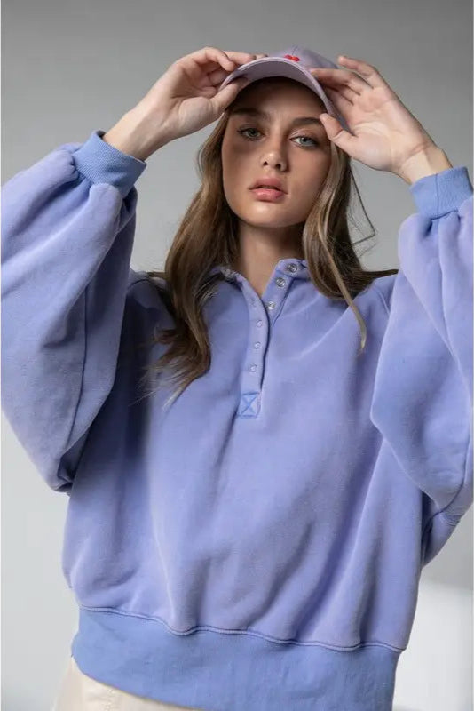 Essential Snap Button Sweater Blue