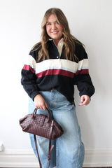 Striped Jersey Collar Pullover