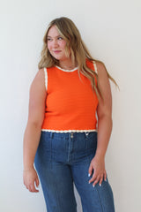 Contrast Crochet Trim Knit Tank