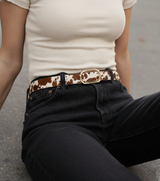 Animal Print Belt with Rectangular Buckle