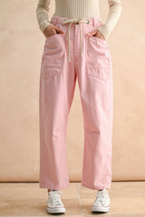 Striped Barrel Pants With Tie Front