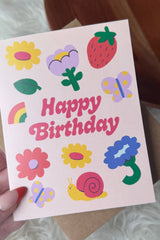 Happy Birthday Flowers & Cute Card