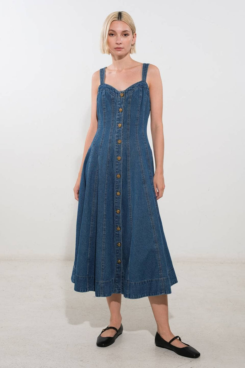 Brynn Washed Denim Midi Dress