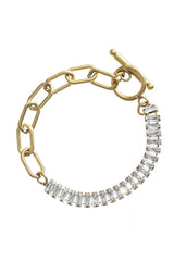 Gold Tennis and Paperclip Bracelet