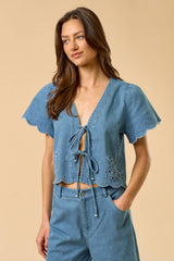 Molly Denim Tie Top