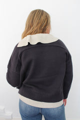 Color Combo V-Neck Sweater