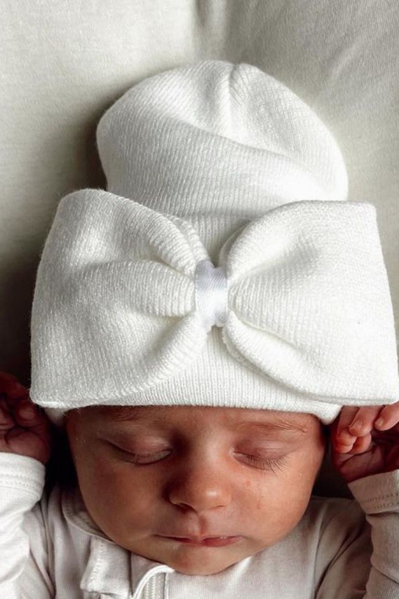 Baby Hat Warm White Bow