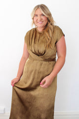 Satin Cross Front Tie Strap Maxi