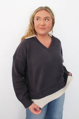 Color Combo V-Neck Sweater