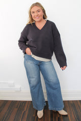 Color Combo V-Neck Sweater