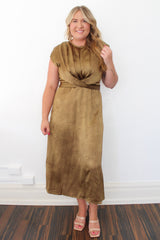 Satin Cross Front Tie Strap Maxi