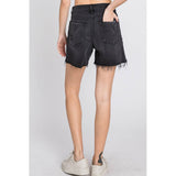 Side Slit A-line Shorts Washed Black