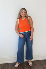 Contrast Crochet Trim Knit Tank