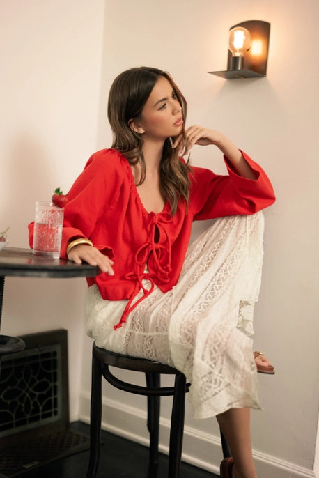 Linen Blen Tie Front Cardigan