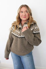 Fair Isle Half Zip Up Pullover
