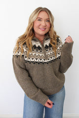 Fair Isle Half Zip Up Pullover