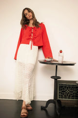 Linen Blen Tie Front Cardigan