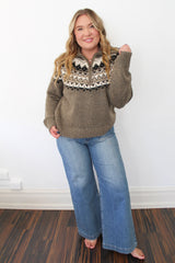 Fair Isle Half Zip Up Pullover