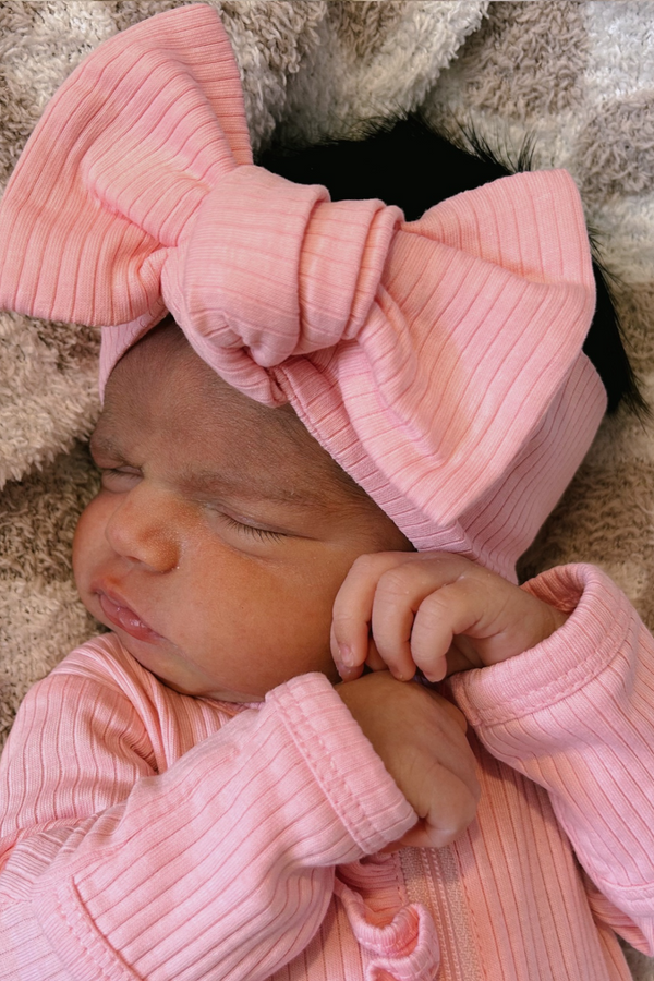 Pink Ribbed Bow
