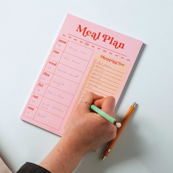 Weekly Meal Planner & Shopping List Pad Pink & Red