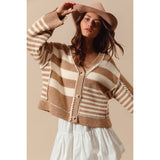 Multi Stripe Button Front Sweater Cardigan