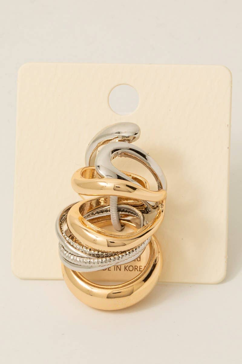 2 Tone Mixed Band Rings Set