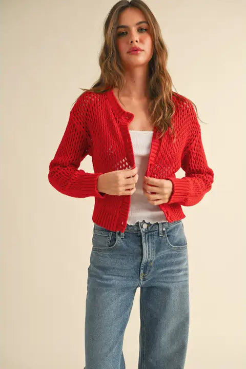 Crochet Knitted Buttondown Cardigan 2 Colors!