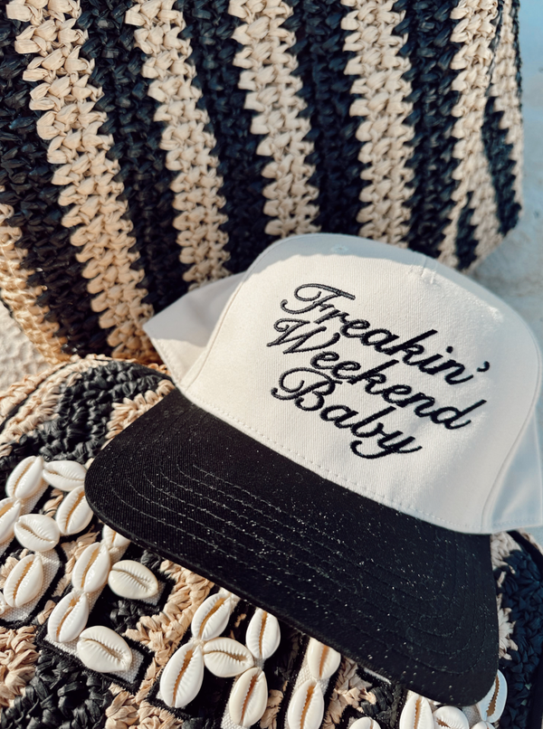 Freakin' Weekend Baby Black Vintage Trucker Hat