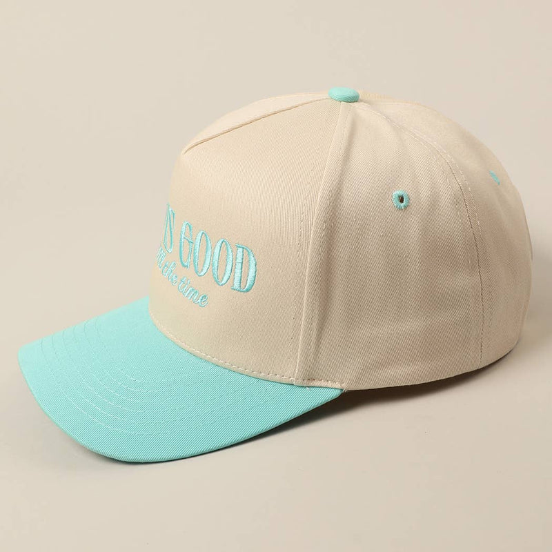 God Is Good All The Time Embroidery Trucker Hat