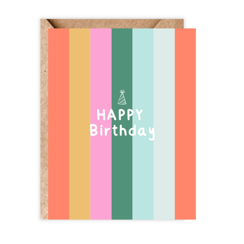 Rainbow Lines Happy Birthday Card