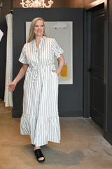 Kamara Striped Button Up Midi Dress