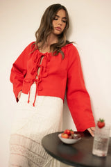 Linen Blen Tie Front Cardigan