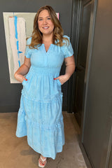 Vanesa Eyelet Palmer Poplin Tiered Maxi Dress