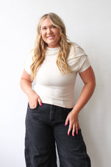 Solid Off Shoulder Drape Top