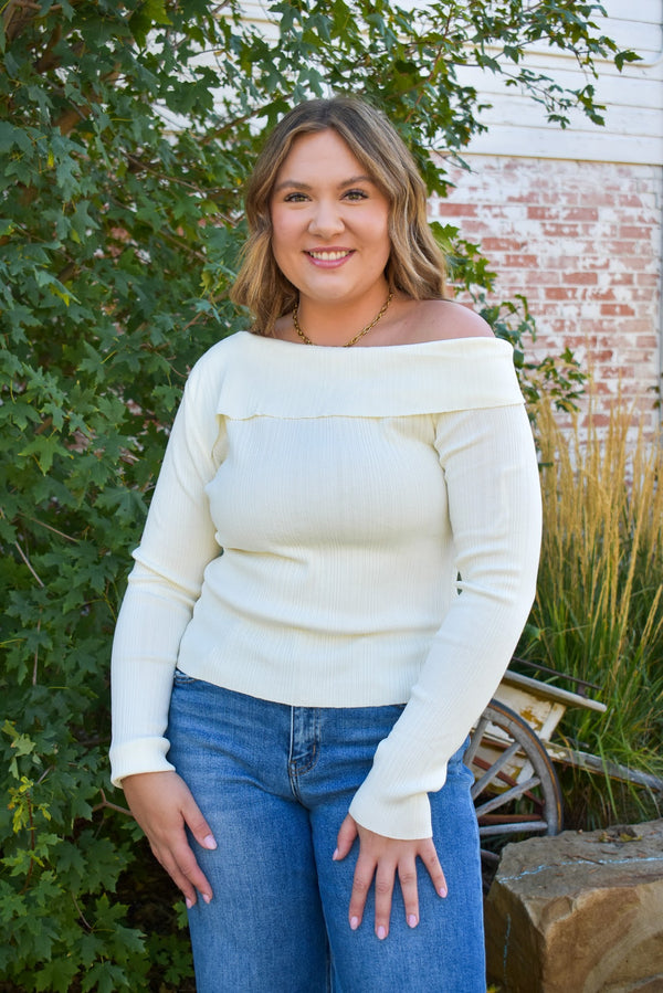 Kristen Ribbed Asymmetric Long Sleeve