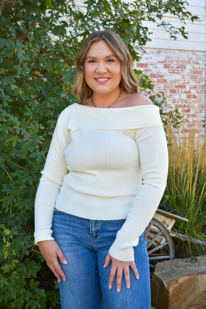 Kristen Ribbed Asymmetric Long Sleeve