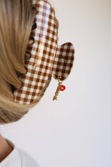 KAXI Brown Gingham Tomato Charm Claw Clip