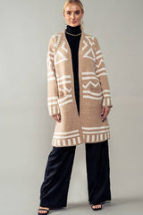 Aztec Print Open Cardigan