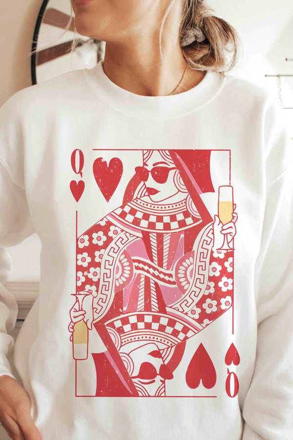 Champagne Queen Of Hearts Graphic Sweatshirt