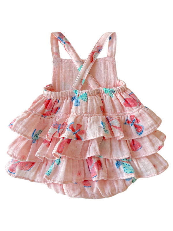 Whimsical Butterflies Muslin Ruffle Sunsuit